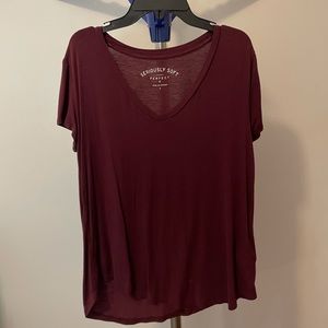 Aeropostle Maroon V-neck Tee